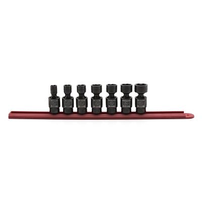 Juego de 7 dados de impacto universales SAE sin pasador, estándar, de 6 puntas, con núcleo X, de 3/8 pulg.