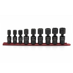 Set of 9 SAE pinless universal impact sockets, standard, 6-point, X-core, 1/2 in.