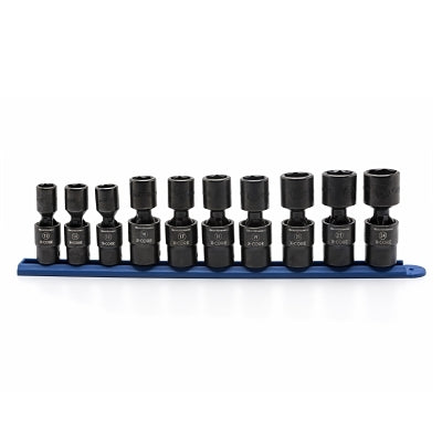 Juego de 10 dados de impacto métricos universales sin pasador X-Core de 6 puntas, estándar, 3/8