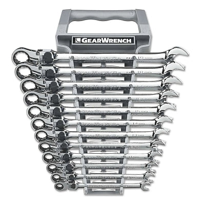 Juego de 8 llaves de trinquete combinadas flexibles de bloqueo XL, 12 puntas, SAE
