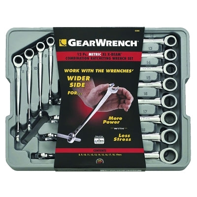 Juego de llaves de trinquete combinadas XL X-Beam de 12 piezas, métricas