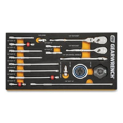 Drive Tool Modular Tool Set with EVA Foam Tray, Polished Chrome Finish, Alloy Steel, Includes 1/2" Screwdriver/Adapter/Extension, 16 Pieces