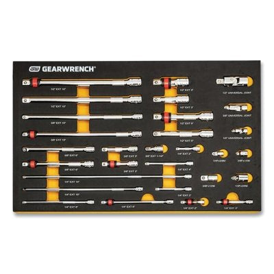 Modular Drive Tool Accessory Set with EVA Foam Tray, Alloy Steel, 1/4 in., 3/8 in. and 1/2 in. Adapter/Extension/Universal, 29 Pieces