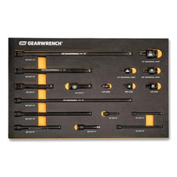Modular Impact Tool Accessory Set with EVA Foam Tray, Cr-Mo Alloy Steel, 1/4", 3/8" and 1/2" Adapter/Extension/Universal, 17 Pieces