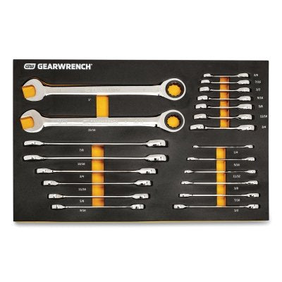 72T Modular Combination Ratchet Wrench Set, Metric, Includes Pre-Cut EVA Foam Tray, 28 Pieces