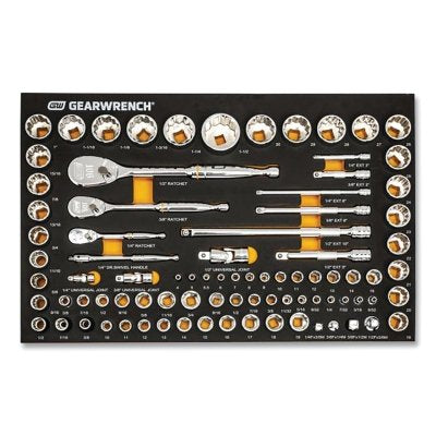90T Modular Mechanic's Tool Set with EVA Foam Tray, Metric/SAE System, 6 Bits (1/4", 3/8" and 1/2"), 83 Pieces
