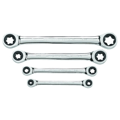 Juego de llaves de trinquete de caja doble E-Torx® de 4 piezas, TORX