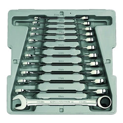 12-piece combination ratchet wrench set, metric