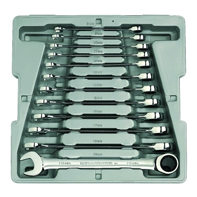 12-piece combination ratchet wrench set, metric