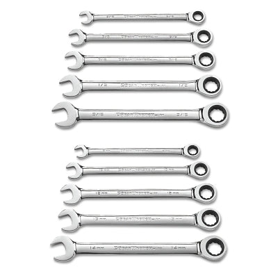 4-piece combination ratchet wrench set, 12-point, SAE