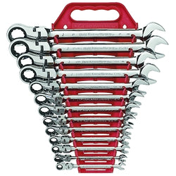 13-piece flexible combination ratchet wrench set, inch