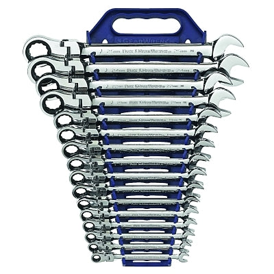 16-Piece Flexible Combination Ratchet Wrench Set, Metric