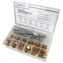 Hose repair kits, including splicers, crimping tool, couplers, nuts and nozzles.