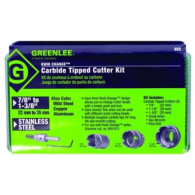 Kit de corte de orificios Kwik Change™, con punta de carburo, diámetro de corte de 7/8 pulg. a 1-3/8 pulg.