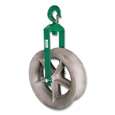 Hook pulley, 18 inches, 8000 lb capacity, steel frame, aluminum pulley
