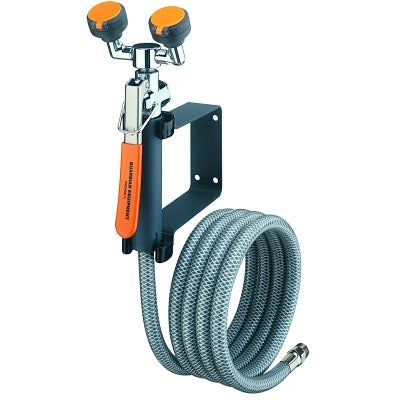 Wall-mounted wash/eyewash hose units