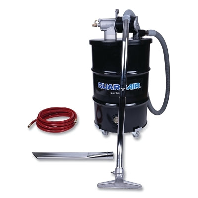 Aspiradora neumática PowerQUAD™, kit estándar, 55 galones, entrada de 1,5 pulgadas, incluye cabezal/mangueras/válvula de cierre/filtro/tambor/herramientas/carro