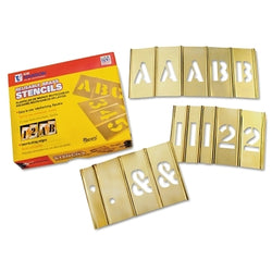 Letter and number sets with brass stencils, brass, 2 inches