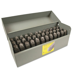 Heavy-duty steel hand seal sets, 1/4 in., 0 to 9; A to Z