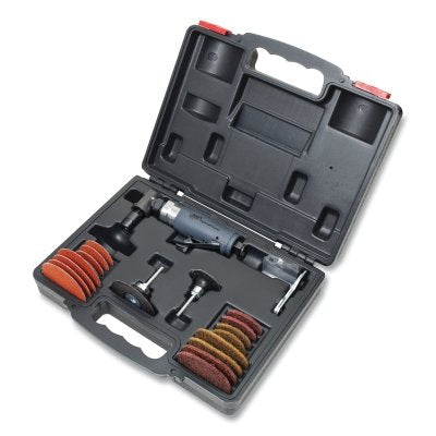 Pneumatic Die Grinder Kit, 19 Pieces, Right Angle, Blow Mold Case