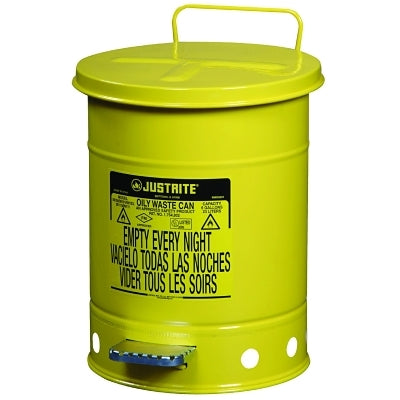Contenedor para residuos aceitosos, 21 gal, rojo, tapa SoundGard™ con cierre automático accionada con el pie