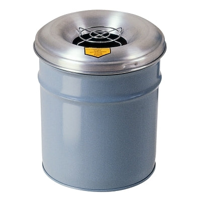 High-fire smoking receptacle, 6 gallons, 12-1/8 in. diameter, 17-3/4 in. high, aluminum, gray