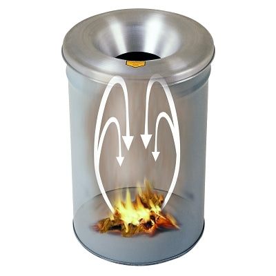 Cease-Fire® Contoured Waste Container, 4-1/2 gal, Aluminum Lid, Gray