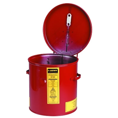 Parts cleaning immersion tank, manual lid with fusible link, 13" high x 13.75" outside diameter, 5 gal, steel, yellow