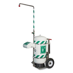 Self-contained mobile emergency shower with eyewash and face wash, 30 gallons, stainless steel