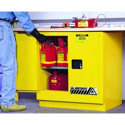 Yellow under-counter cabinets, manual closing cabinet, 22 gallons