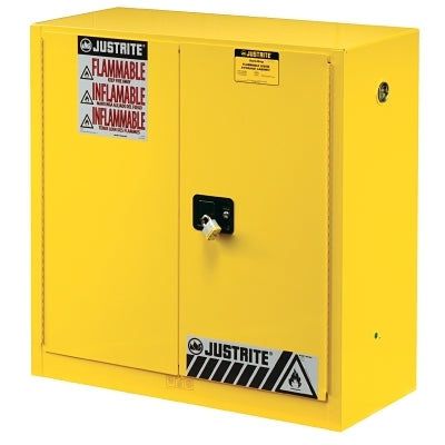 Sure-Grip® EX Flammable Material Safety Cabinet, Manual Lock, 30 gal, Yellow, 35 in. high, 2 doors