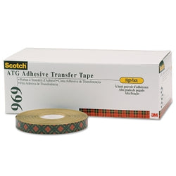 Cinta adhesiva de transferencia Scotch® A.T.G. 969, 3/4 pulg. x 18 yd., 5 milésimas de pulgada, transparente