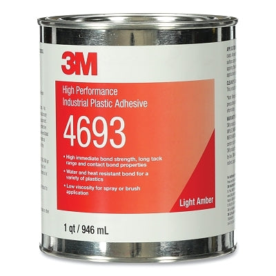 Adhesivo industrial para plásticos de alto rendimiento, 4693, 1 cuarto de galón, lata, color ámbar claro