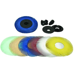 Cepillos de cerdas radiales, 6 pulgadas de diámetro, eje de 1 pulgada, grano 220, rojo