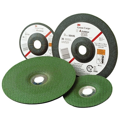 Muela abrasiva flexible Green Corps, 17,8 cm de diámetro, mandril de 2,2 cm, 3,2 cm de grosor, grano 36