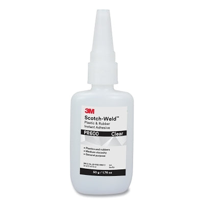 Adhesivo instantáneo para plástico y caucho Scotch-Weld™, PR100, 0.7 oz, botella, transparente