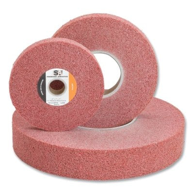 Metal finish wheel, 6" diameter x 1" axle, medium, 6000 RPM, aluminum oxide