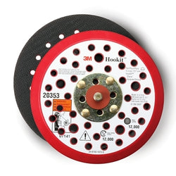 Almohadilla de disco de perfil bajo Hookit™, 5 pulgadas de diámetro, clasificación de densidad firme, color rojo