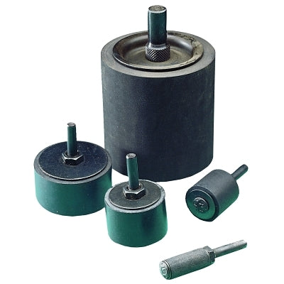 Rueda pulidora con amortiguación de goma, diámetro de 1-1/2 pulg. x ancho de 1 pulg. x vástago de 1/4 pulg.
