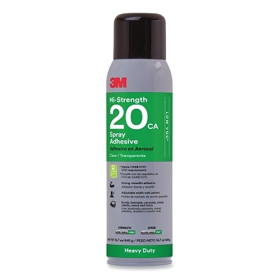 Adhesivo en aerosol de alta resistencia 20CA, 15.7 oz, lata de aerosol, transparente, contiene 1,1-difluoroetano
