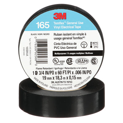 Cinta aislante de vinilo Temflex™ 165, 60 pies x 3/4 pulg., negra