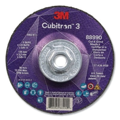 Cubitron™ 3 Cutting and Grinding Disc, 7" Diameter x 1/8" Thickness x 7/8" Arbor, 36+ Grit, T27