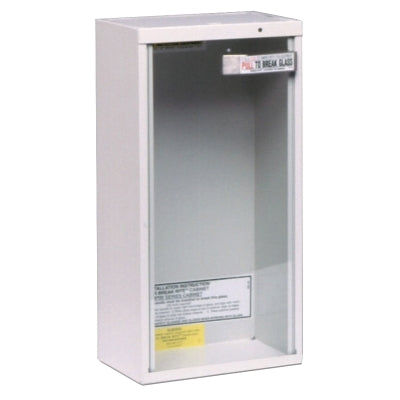 Fire extinguisher cabinets, semi-recessed, made of steel, tan color, 10 lb