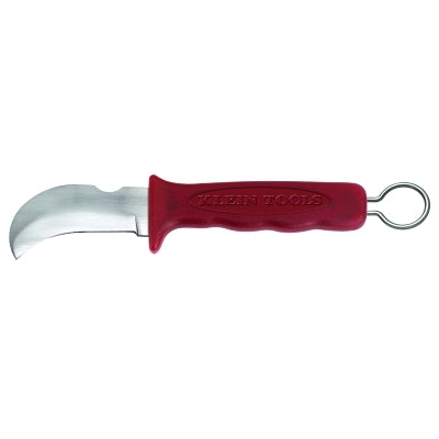 Lineman's skinning knife, 3" steel blade, plastic, black with stainless steel ring