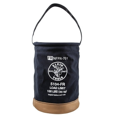Fire-resistant canvas bucket, 100 lb capacity, black