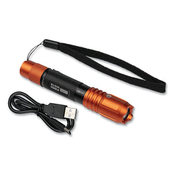 Rechargeable LED pocket flashlight, lithium ion, orange color, side work light, magnetic cap