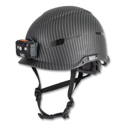 KARBN™ 6-point ventilated safety helmet with headlamp, black with KARBN™ hydrographic pattern