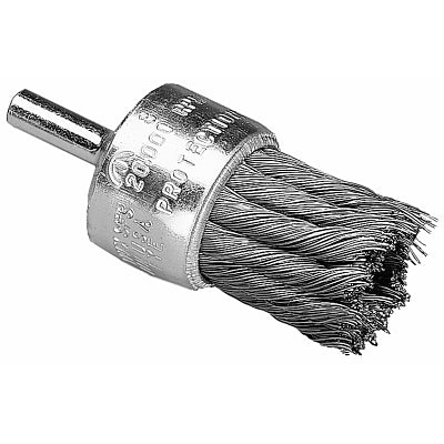 Cepillos de copa con nudo revestido, acero inoxidable, 20.000 rpm, 1" x 0,01"