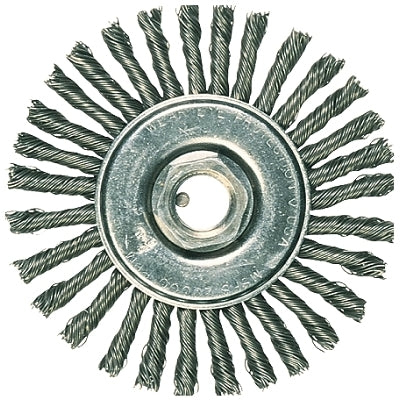 Rueda de nudo de torsión de cable completo, 6 pulg. de diámetro, alambre de acero al carbono de 0,023 pulg., 9000 rpm