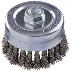 Cepillo de copa de alambre anudado COMBITWIST, 4 pulgadas de diámetro, alambre de acero al carbono de 0,014 pulgadas